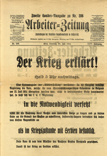 „Der Krieg Erklärt!“: Extraausgabe Der Arbeiterzeitung Vom 29. Juli ...